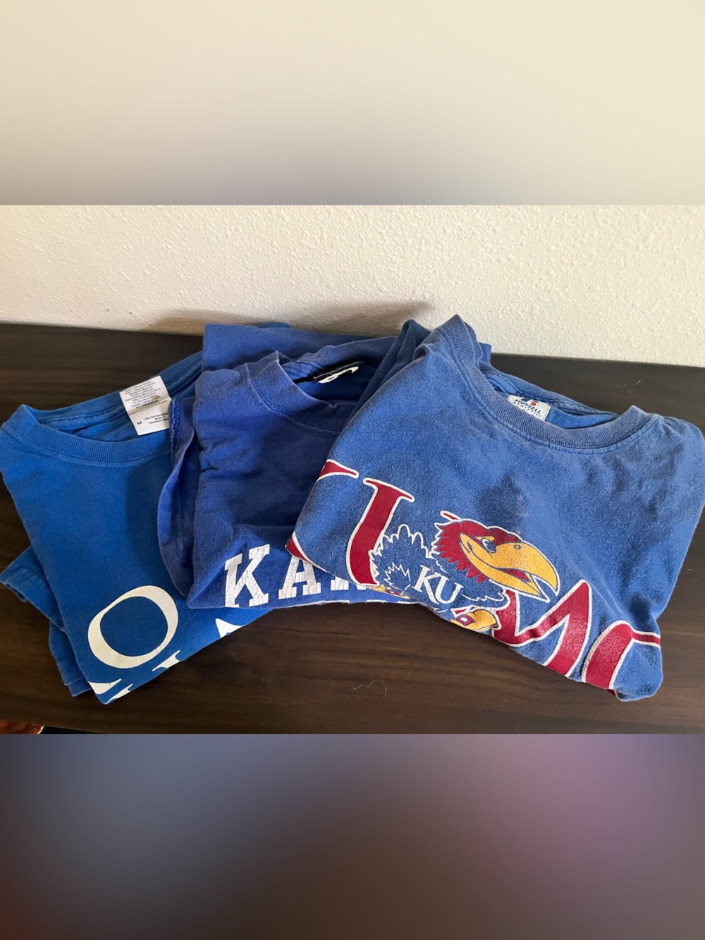 LOT OF 3 Vintage KU Jayhawks T-shirts
